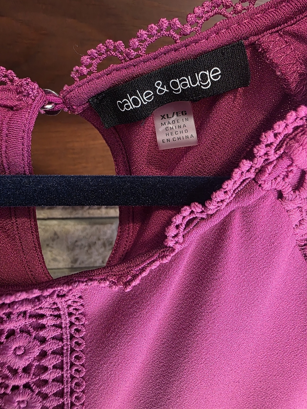 Cable & Gauge Fuchsia Lace Sleeve Blouse - Picture 3 of 5